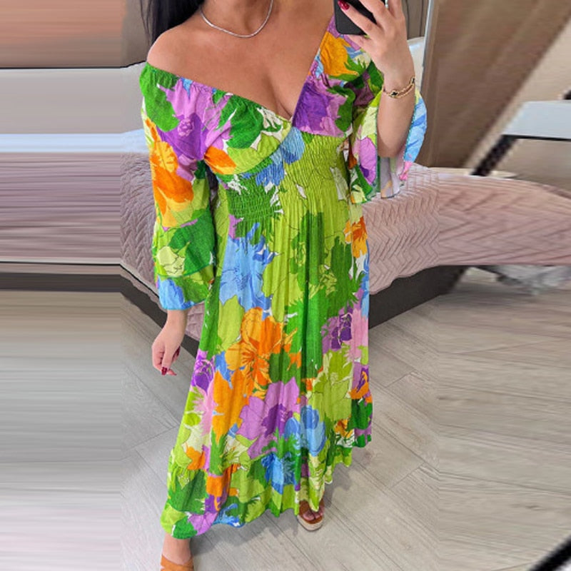 Beleza da natureza: vestido floral Duna com decote em V 2024